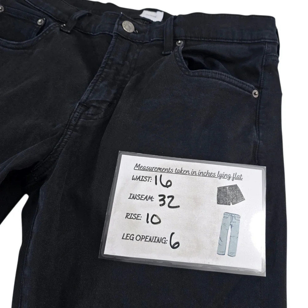 Edwin Maddox Jeans Mens 31 Black Cotton Blend Slim Fit Faded Wash Modern Casual